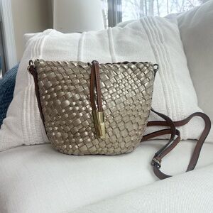 Calvin Klein Gold Woven Crossbody Bag